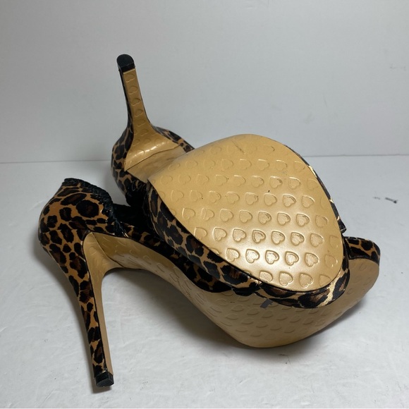 New Betsy Johnson Leopard Peep Toe Satin High Heel Pump Women's Shoes Size 10 - Picture 10 of 15